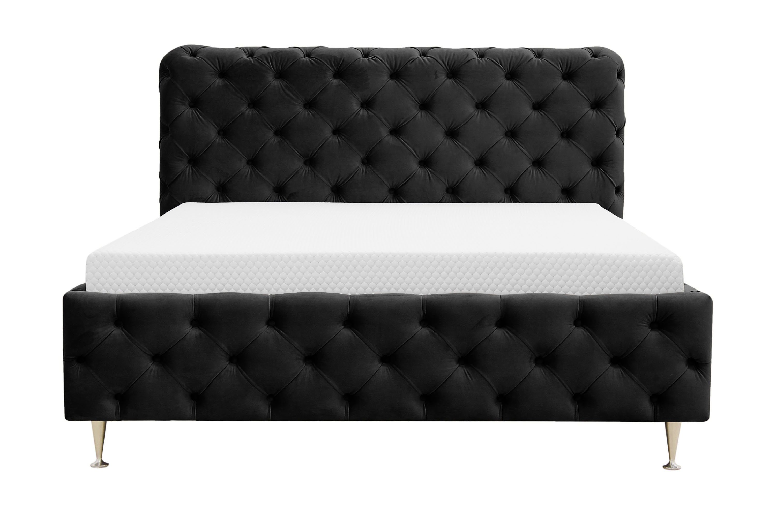 chesterfield komplett sängpaket sängram med madrass 140x200 cm - svart