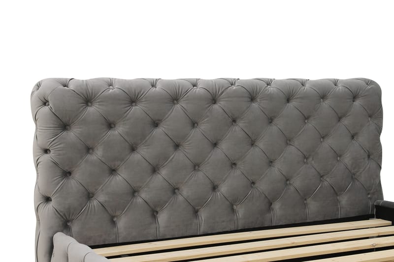 Chesterfield Komplett Sängpaket Sängram med Madrass 160x200 cm - Grå - Möbler - Sovrum - Sängar - Komplett Sängpaket