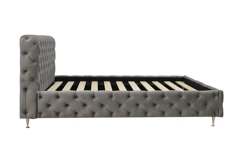 Chesterfield Komplett Sängpaket Sängram med Madrass 160x200 cm - Grå - Möbler - Sovrum - Sängar - Komplett Sängpaket