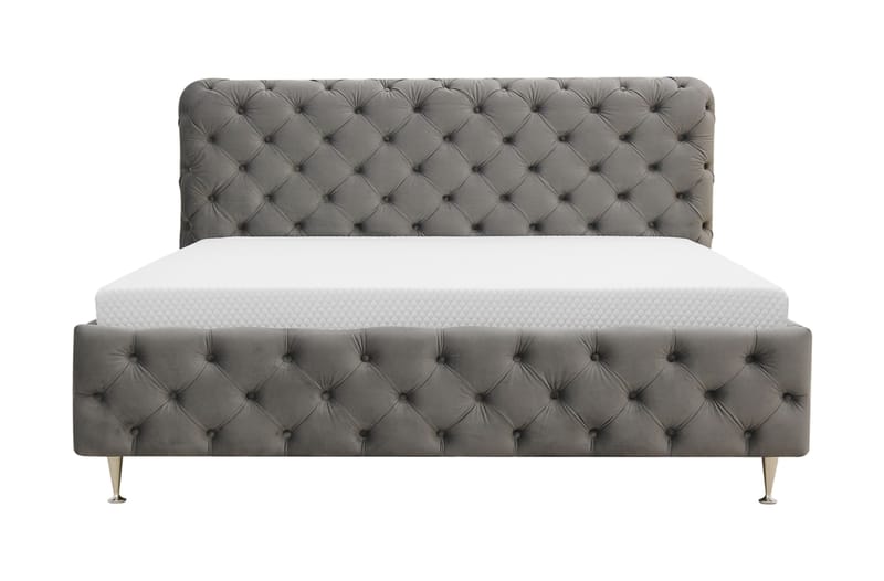 Chesterfield Komplett Sängpaket Sängram med Madrass 160x200 cm, Grå