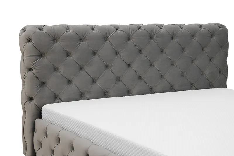 Chesterfield Komplett Sängpaket Sängram med Madrass 160x200 cm - Grå - Möbler - Sovrum - Sängar - Komplett Sängpaket