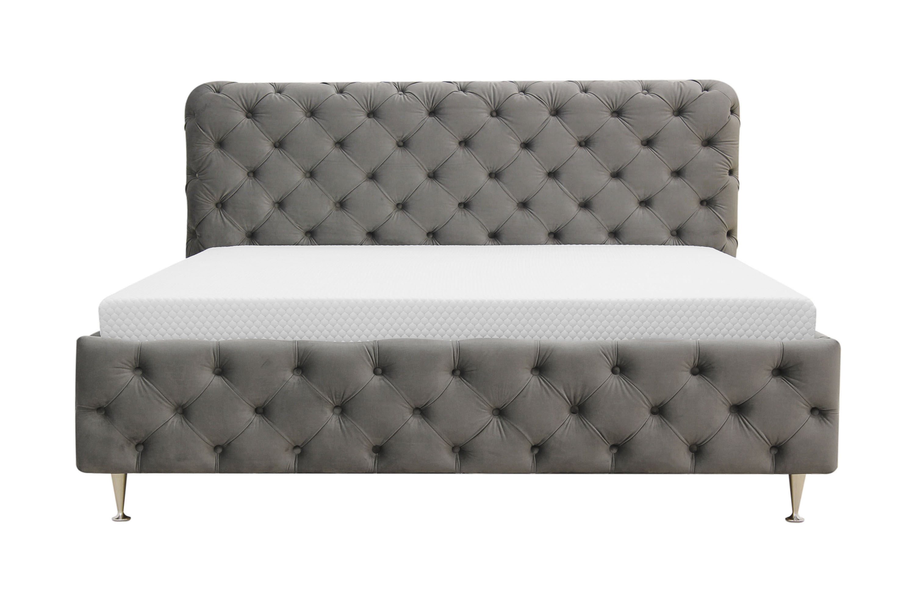 chesterfield komplett sängpaket sängram med madrass 160x200 cm - grå