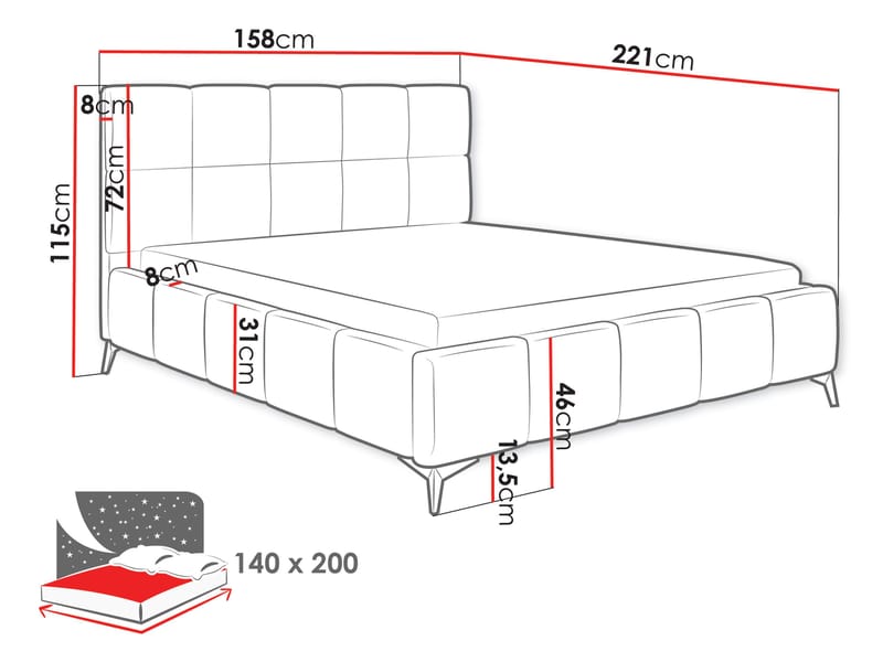 Cinerea Sängram med förvaring 140x200 cm - grå - Möbler - Sovrum - Sängram & sängstomme