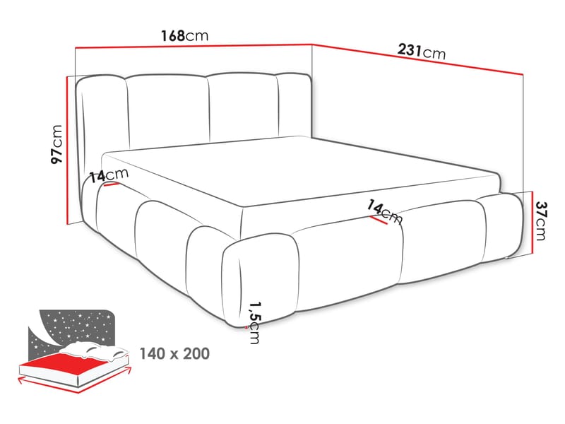 Cirencester Sängram med förvaring 140x200 cm - grå - Möbler - Sovrum - Sängram & sängstomme
