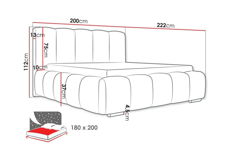 Cleaton Sängram 180x200 cm med Förvaring HVILA Resårmadrass och Bäddmadrass i Memoryskum med Tvättbar klädsel - Beige - Möbler - Sovrum - Sängar - Komplett Sängpaket