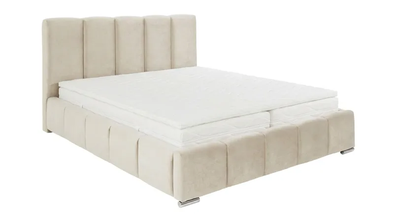 Cleaton Sängram 180x200 cm med Förvaring HVILA Resårmadrass och Bäddmadrass i Memoryskum med Tvättbar klädsel - Beige - Möbler - Sovrum - Sängar - Komplett Sängpaket