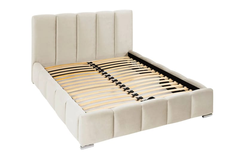 Cleaton Sängram 180x200 cm med Förvaring HVILA Resårmadrass och Bäddmadrass i Memoryskum med Tvättbar klädsel - Beige - Möbler - Sovrum - Sängar - Komplett Sängpaket