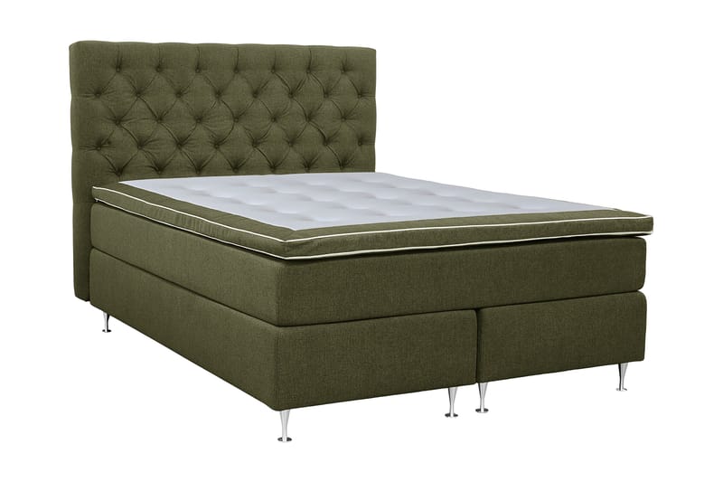 Coral Komplett Sängpaket – Kontinentalsäng 180x200 cm i Tyg med Sänggavel + Bäddmadrass, Grön