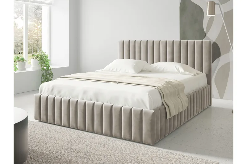 Desio Förvaringssäng 140x200 cm, Beige