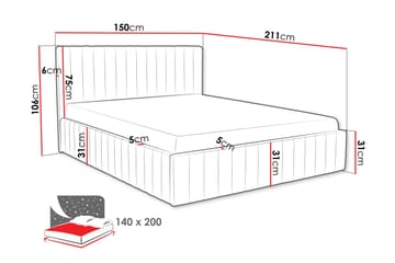Desio Förvaringssäng 140x200 cm - Rosa - Möbler - Sovrum - Sängar - Sängar med förvaring