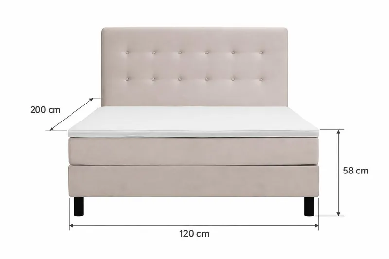 Dream Komplett Sängpaket 120x200 cm Knappar - Beige - Möbler - Sovrum - Sängar - Komplett Sängpaket
