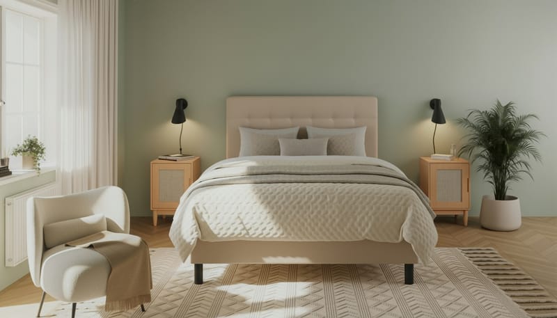 Dream Komplett Sängpaket 120x200 cm Knappar - Beige - Möbler - Sovrum - Sängar - Kontinentalsängar