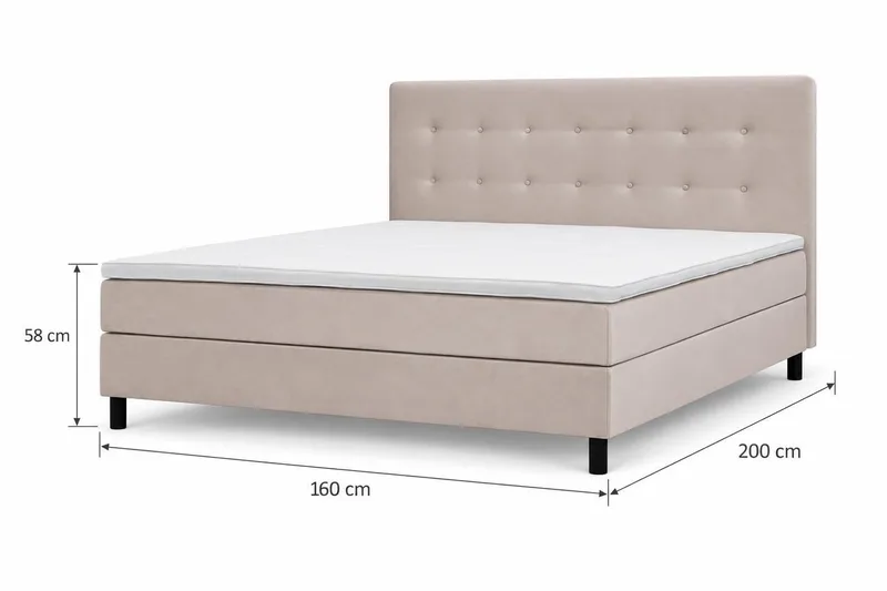 Dream Komplett Sängpaket 160x200 cm Knappar - Beige - Möbler - Sovrum - Sängar - Kontinentalsängar