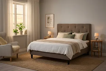 Dream Komplett Sängpaket 180x200 cm Assymetriska knappar - Brun - Möbler - Sovrum - Sängar - Komplett Sängpaket