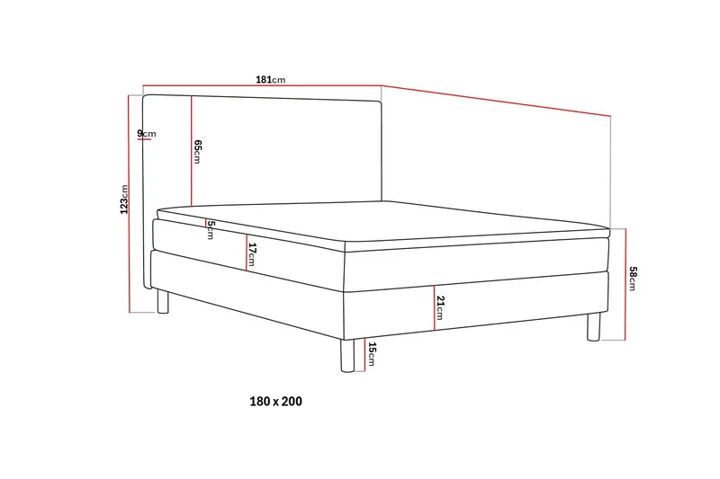 Dream Komplett Sängpaket 180x200 cm Slät Sänggavel - Grå - Möbler - Sovrum - Sängar - Kontinentalsängar