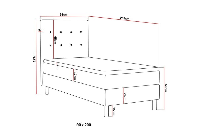 Dream Komplett Sängpaket 90x200 cm Knappar - Beige - Möbler - Sovrum - Sängar - Kontinentalsängar