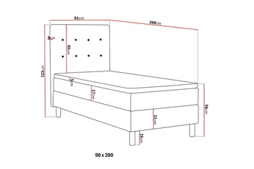 Dream Komplett Sängpaket 90x200 cm Knappar - Grå - Möbler - Sovrum - Sängar - Kontinentalsängar