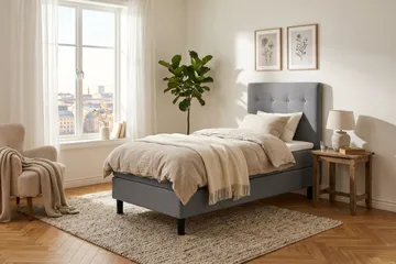 Dream Komplett Sängpaket 90x200 cm Knappar - Grå - Möbler - Sovrum - Sängar - Kontinentalsängar