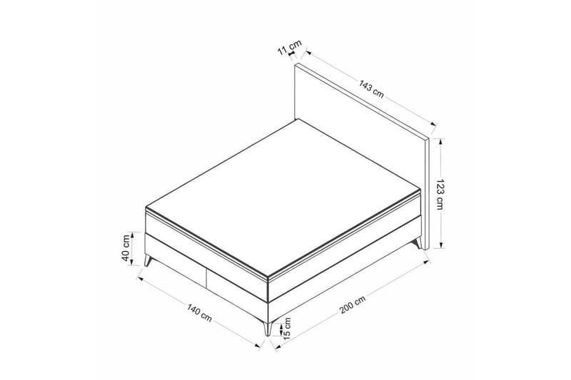 Dubbel Sängram & Sänggavel Badena Beige - 140 x 40 x 200 cm - Möbler - Sovrum - Sängar - Ramsäng