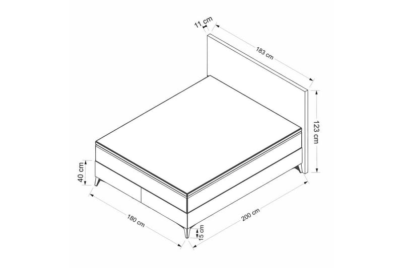 Dubbel Sängram & Sänggavel Badena Beige - 180 x 40 x 200 cm - Möbler - Sovrum - Sängar - Enkelsängar