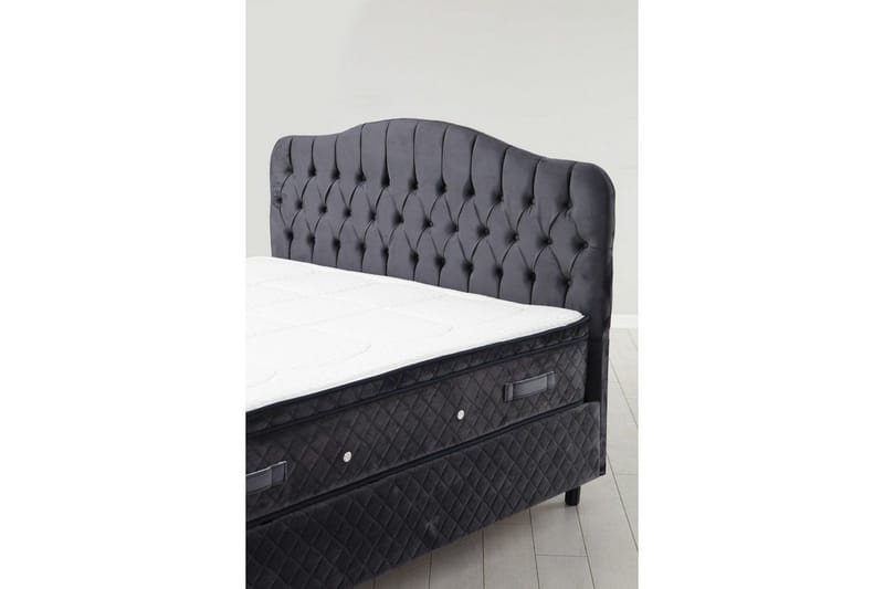 Dubbelmadrass, Bas & Huvudgavel Subato Set Antracit - 150 x 125 x 200 cm - Möbler - Sovrum - Sängar - Komplett Sängpaket