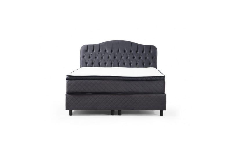 Dubbelmadrass, Bas & Huvudgavel Subato Set Antracit - 150 x 125 x 200 cm - Möbler - Sovrum - Sängar - Komplett Sängpaket