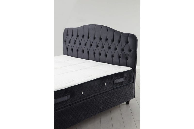Dubbelmadrass, Bas & Huvudgavel Subato Set Antracit - 150 x 125 x 200 cm - Möbler - Sovrum - Sängar - Komplett Sängpaket
