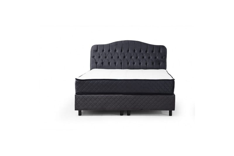 Dubbelmadrass, Bas & Huvudgavel Subato Set Antracit - 150 x 125 x 200 cm - Möbler - Sovrum - Sängar - Komplett Sängpaket