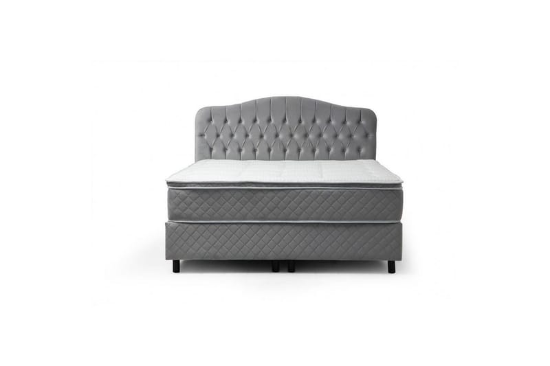 Dubbelmadrass, Bas & Huvudgavel Subato Set Grå - 150 x 125 x 200 cm - Möbler - Sovrum - Sängar - Komplett Sängpaket
