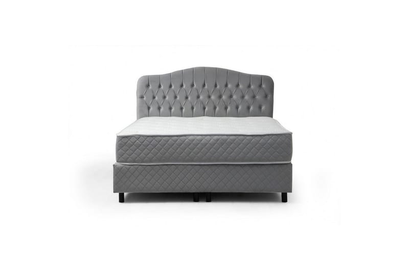 Dubbelmadrass, Bas & Huvudgavel Subato Set Grå - 150 x 125 x 200 cm - Möbler - Sovrum - Sängar - Komplett Sängpaket
