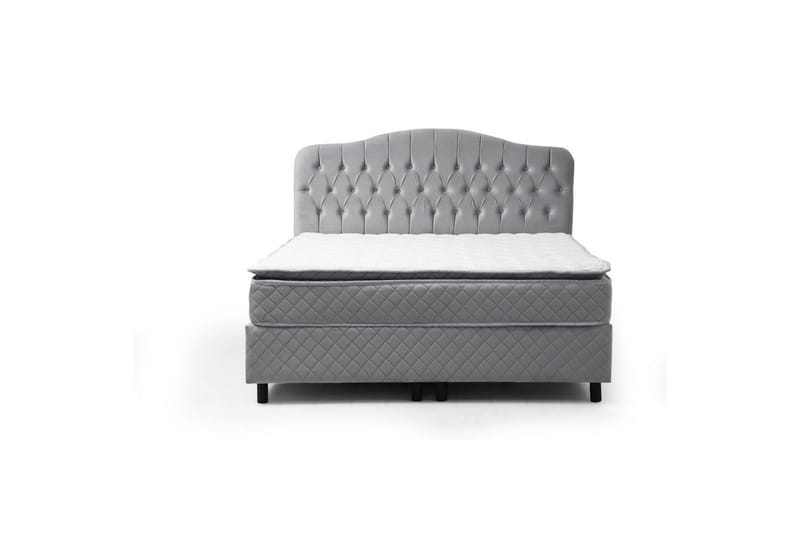 Dubbelmadrass, Bas & Huvudgavel Subato Set Grå - 150 x 125 x 200 cm - Möbler - Sovrum - Sängar - Komplett Sängpaket