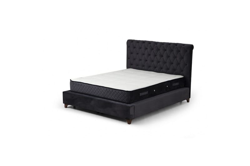 Dubbelmadrass, Bas & Huvudgavel Subra Set (160 x 200 cm) Antracit, Antracit