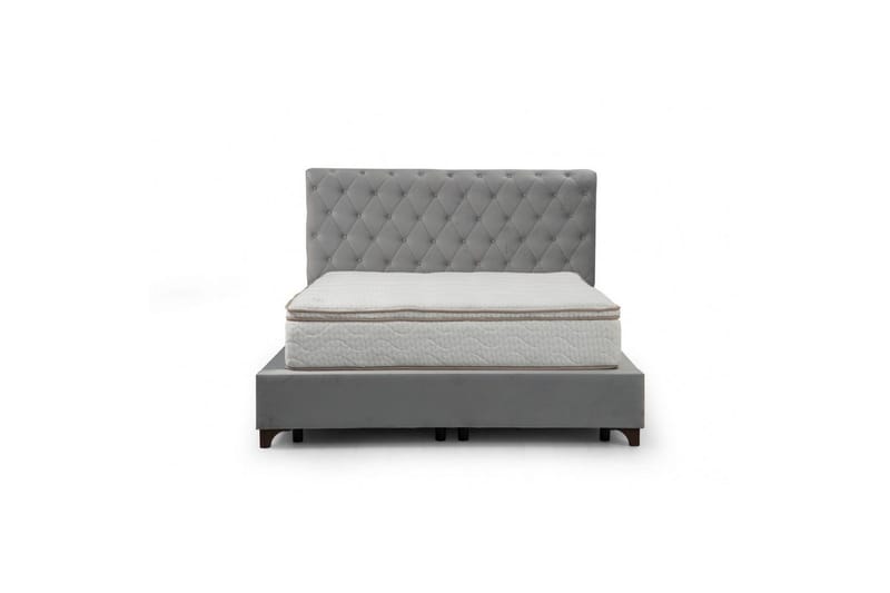 Dubbelmadrass, Bas & Huvudgavel Subra Set (160 x 200 cm) Grå - Grå - Möbler - Sovrum - Sängar - Komplett Sängpaket