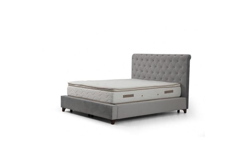 Dubbelmadrass, Bas & Huvudgavel Subra Set Grå - 160 x 200 cm - Möbler - Sovrum - Sängar - Komplett Sängpaket