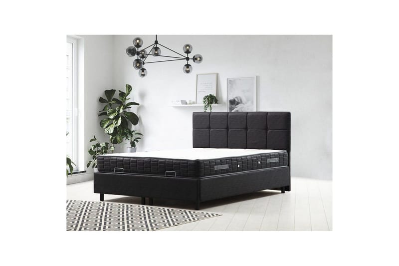 Dubbelmadrass, Bas & Huvudgavel Sudalmuni set antracit - 140 x 114 x 200 cm - Möbler - Sovrum - Sängar - Komplett Sängpaket