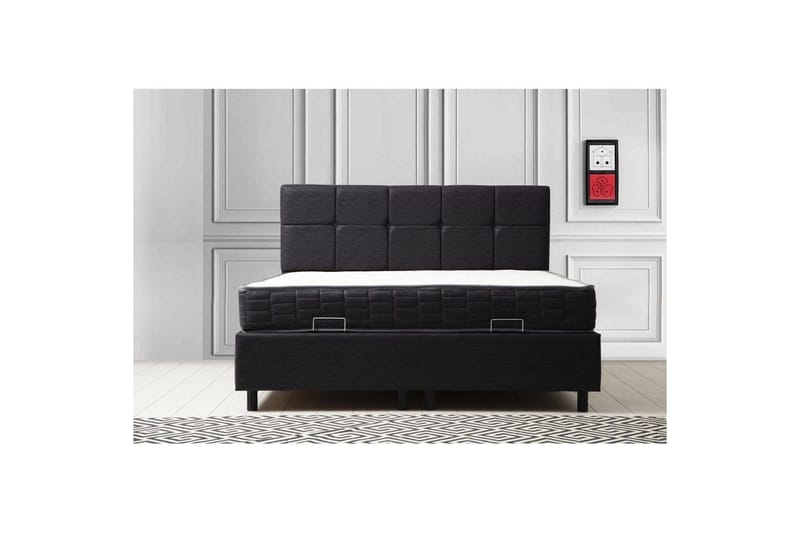 Dubbelmadrass, Bas & Huvudgavel Sudalmuni set antracit - 150 x 114 x 200 cm - Möbler - Sovrum - Sängar - Komplett Sängpaket