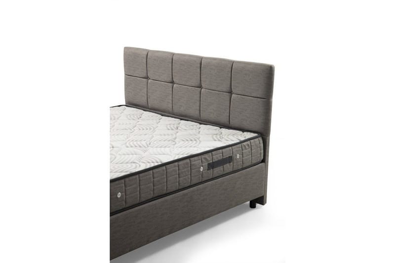 Dubbelmadrass, Bas & Huvudgavel Sudalmuni Set Ljusgrå - 150 x 107 x 204 cm - Möbler - Sovrum - Sängar - Komplett Sängpaket