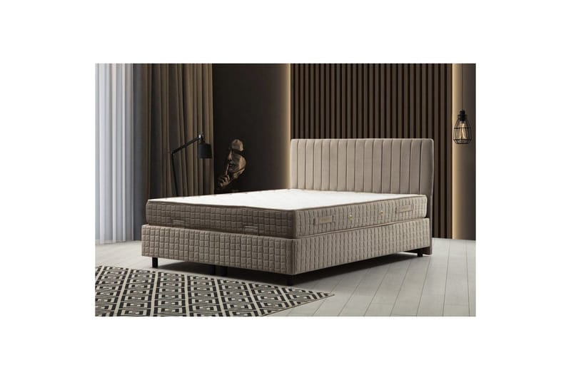 Dubbelmadrass, Bas & Huvudgavel Sudamal Set Brun - 160 x 114 x 200 cm - Möbler - Sovrum - Sängram & sängstomme