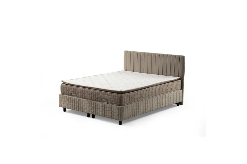 Dubbelmadrass, Bas & Huvudgavel Sudamal Set Brun, 160 x 114 x 200 cm