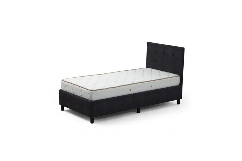 Dubbelmadrass, Bas & Huvudgavel Pilode Set Antracit, 120 x 107 x 204 cm