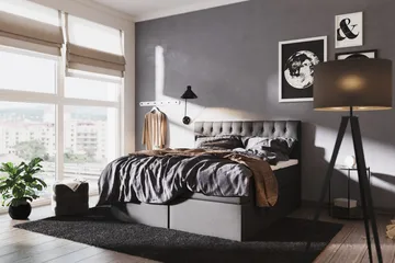Boxy Box Bed 140x200 cm - Svart/Grå - Möbler - Sovrum - Sängar - Dubbelsängar