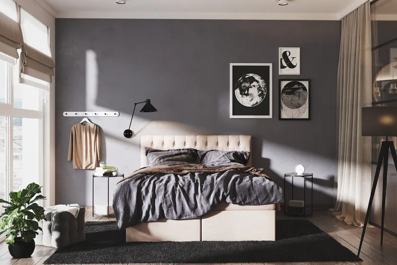 Boxy Box Bed 180x200 cm - Beige - Möbler - Sovrum - Sängar - Dubbelsängar