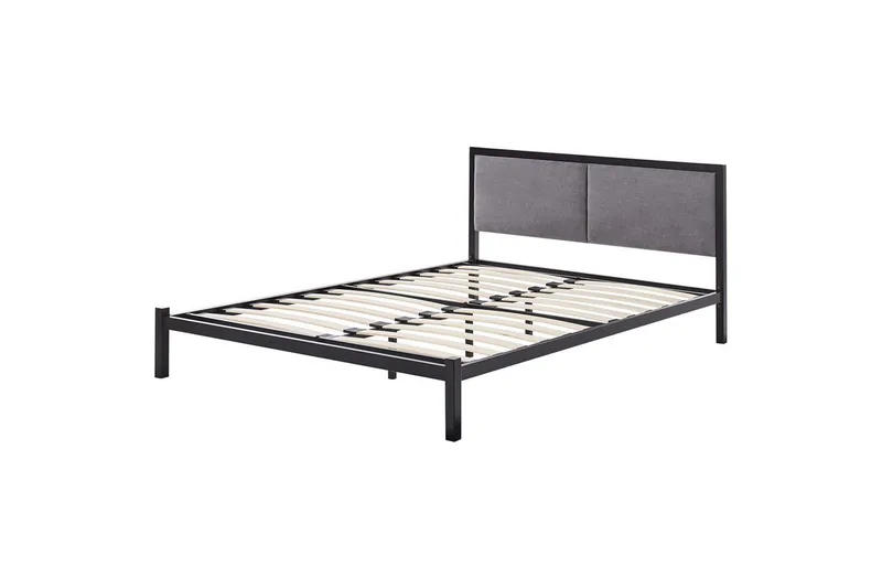 Dubbelsäng Clamart med lamellram Svart-Grå, 140x200 cm - Svart-Grå, 140x200 cm - Möbler - Sovrum - Sängar - Ramsäng