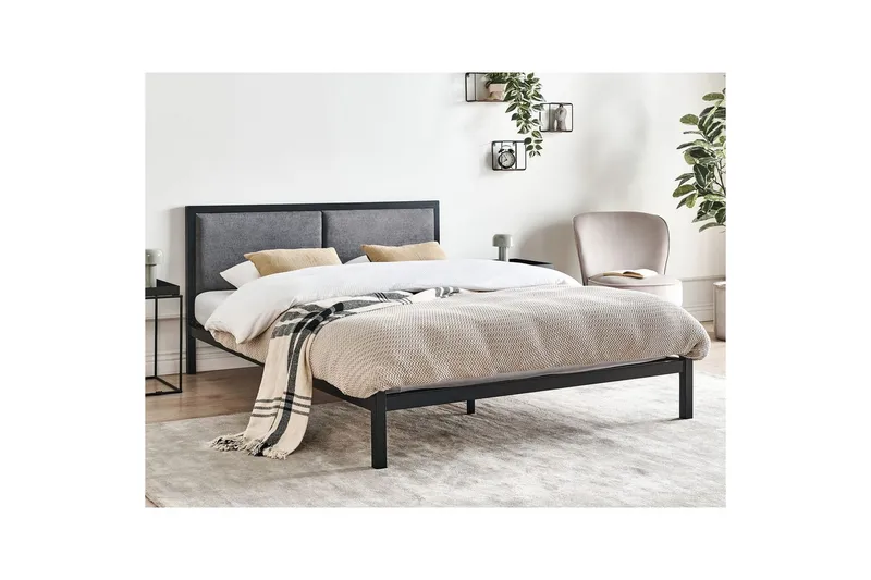 Dubbelsäng Clamart med lamellram Svart-Grå, 140x200 cm - Svart-Grå, 140x200 cm - Möbler - Sovrum - Sängar - Ramsäng