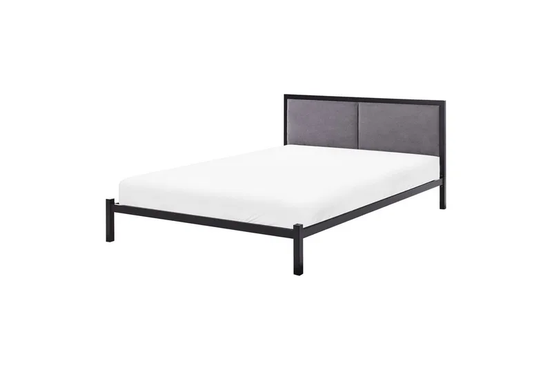 Dubbelsäng Clamart med lamellram Svart-Grå, 140x200 cm, Svart-Grå, 140x200 cm