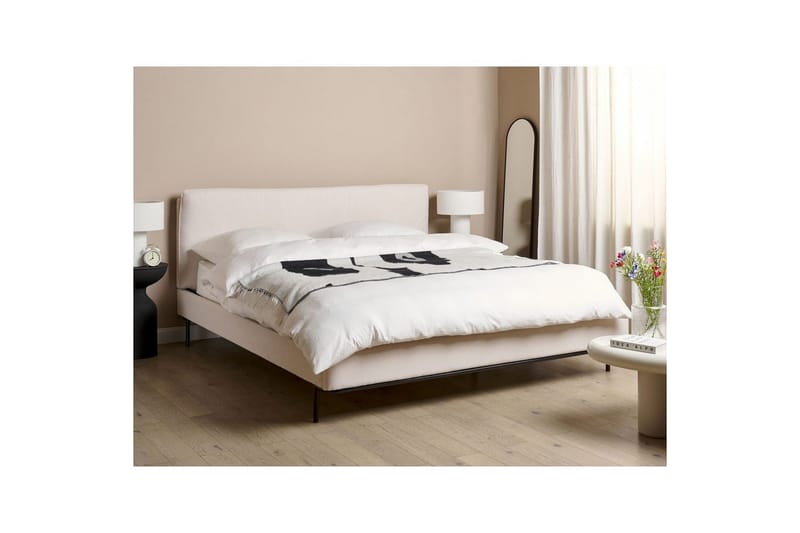 Dubbelsäng Corio med lamellram Beige-Svart, 180x200 cm - Beige-Svart, 180x200 cm - Möbler - Sovrum - Sängar - Ramsäng