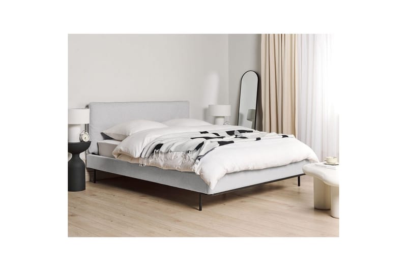 Dubbelsäng Corio med lamellram Grå-Svart, 160x200 cm - Grå-Svart, 160x200 cm - Möbler - Sovrum - Sängar - Ramsäng