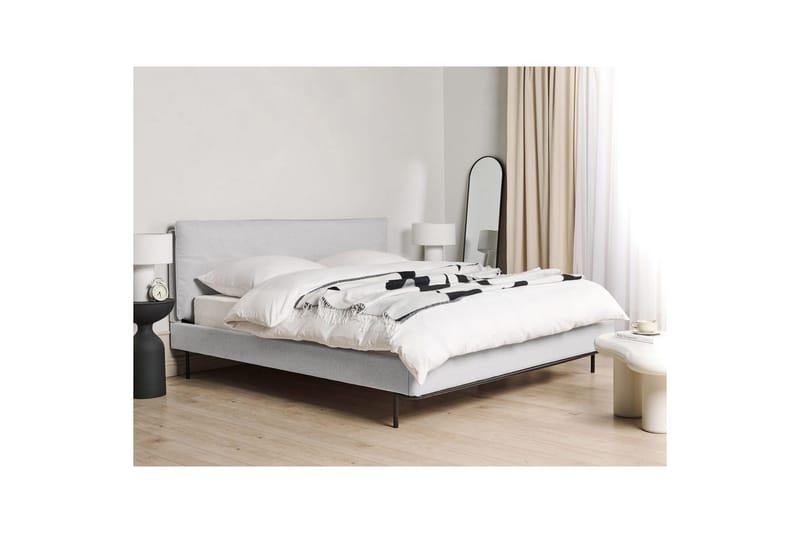 Dubbelsäng Corio med lamellram Grå-Svart, 180x200 cm - Grå-Svart, 180x200 cm - Möbler - Sovrum - Sängar - Ramsäng