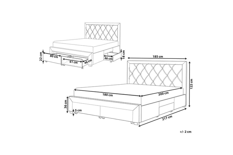 Dubbelsäng Lievin med förvaring 180x200 cm - 180x200 cm - Möbler - Sovrum - Sängar - Sängar med förvaring