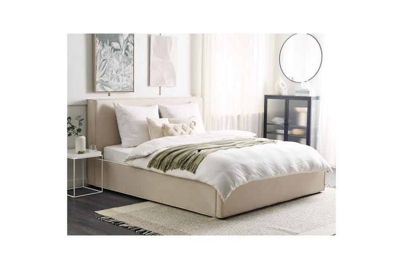 Dubbelsäng Moissac med lamellram Beige-Svart, 180x200 cm - Beige-Svart, 180x200 cm - Möbler - Sovrum - Sängar - Sängar med förvaring